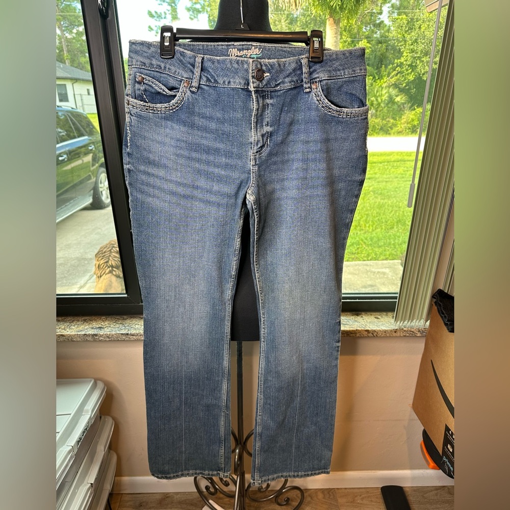 Wrangler Retro Blue Low Rise Boot Cut Denim Jeans Size 15/34